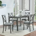 thumbnail image 2 of Modern Solid Wood Dining Chairs Set for 4, Padded Seat Kitchen Dining Chairs with Ergonomic Backrest, Durable Wooden Legs & Linen Cushions, Gray for Dining/Living Rooms, 2 of 9