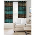thumbnail image 2 of Vintage Teal Stripe Kitchen Curtains Farmhouse Shabby Turquoise Cafe Short Curtains for Bathroom Blackout Window Curtain Grommet Small Window Treatment Tier Drapes for Bedroom Living Room 27.5"x39"x2, 2 of 9