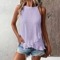 thumbnail image 6 of XFLWAM Eyelet Tank Tops for Women Summer Halter Sleeveless Tops Solid Color Asymmetrical Ruffle Hem Shirts Loose Fit Flowy Tank Shirts Tee, 6 of 9