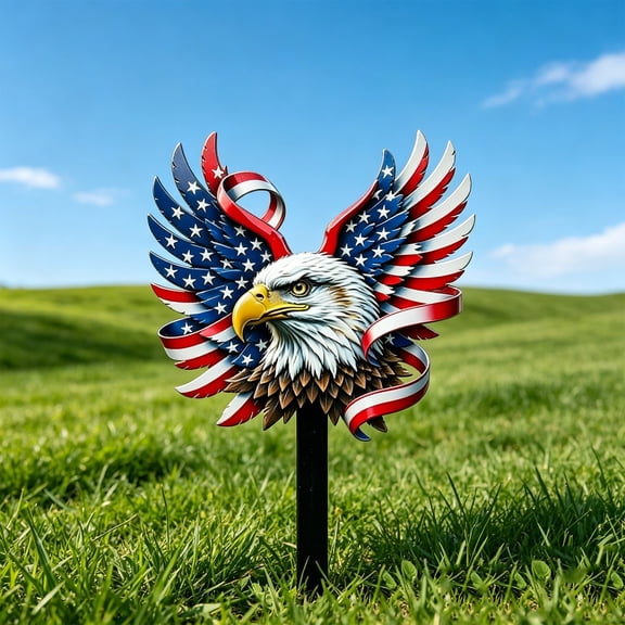 Darzheoy 4th of July Outdoor Decorations, Patriotic Wall Art Ornament, Handcrafted Metal Wall Art Decoration, Outdoor Weatherproof Home Accent for Yard, Porch, Front Door, Garden, Patio