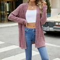 thumbnail image 4 of Fiaer Plus Size Cardigans Sweaters for Women Long Sleeve Solid Color Fashion Loose Fit Cozy Open Front Tops Purple XL, 4 of 9