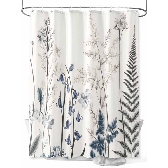 Fsddascl Vintage Floral Botanical Shower Curtain Set - Extra Long 72" x 96" Washable Bathtub Curtain with 12 Hooks, Farmhouse Flowers Beige Waterproof Fabric Stall Shower Curtains for Bathroom