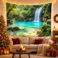 thumbnail image 3 of Waterfall Cascading Into Turquoise Pool with Mossy Rocks, Serene Watercolor for Wildlife Lovers, Nature Scene Wall Art, Housewarming Gift, Tapestry Wall Hanging for Bedroom and Living Room, 3 of 7