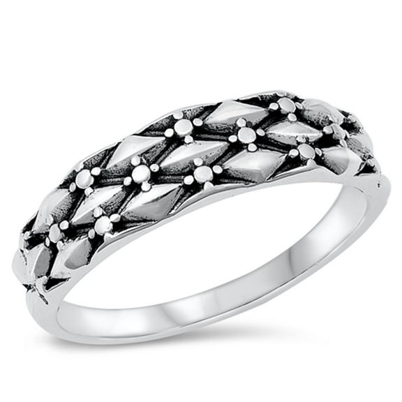 Mosaic Love Promise Ring .925 Sterling Silver Bali Boho Band Jewelry Female Male Unisex Size 5