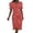 Red, variant on SRZYMJ Floral Vacation Dresses for Women: Trendy V-Neck Ruched Short/Long Sleeve Dress