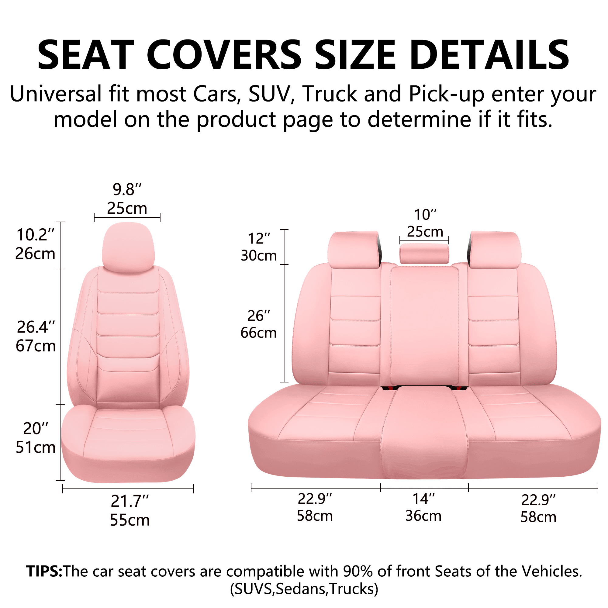 NS YOLO Universal Car Seat Cover Breathable PU Leather 5 Seats Full Set Waterproof Cushion Fit Most Honda Toyota Chevy Ford Nissan Vehicle Truck SUV