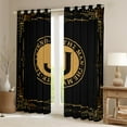 thumbnail image 2 of Manfei Initial Letter J Black Out Curtains, Black Gold Monogrammed Curtains Pack of 2 (42x63 Each), Retro Tribal Aztec Geometric Bedroom Curtains, Curtains and Drapes Home Decor, 2 of 6