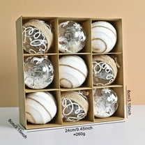 RBCKVXZ 9-pack Boho Christmas Ball Ornaments, 3.15" Glitter Sequin Hanging Balls with Strips Decorations, Shatterproof Xmas Tree Balls for Wedding Party Decor