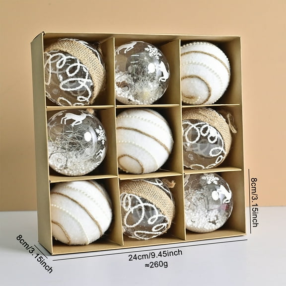 9-Piece Christmas Ball Ornament Set - Multi-Color Tree Decorations Party Scene Supplies Holiday Home Decor Bulk Value Pack(A)