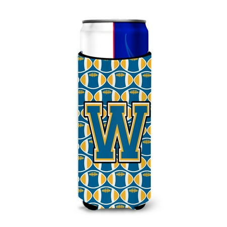 

Carolines Treasures CJ1077-WMUK Letter W Football Blue and Gold Ultra Beverage Insulators for slim cans Slim Can