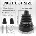 thumbnail image 2 of 2PCS CV Boot with 4 Stainless Steel Clamps & 6 Cable Ties,Waterproof & Dustproof CV Axle Boot Repair Kit for Protect Axle,Universal CV Joint Boot Fits for Most Cars (2PCS), 2 of 7