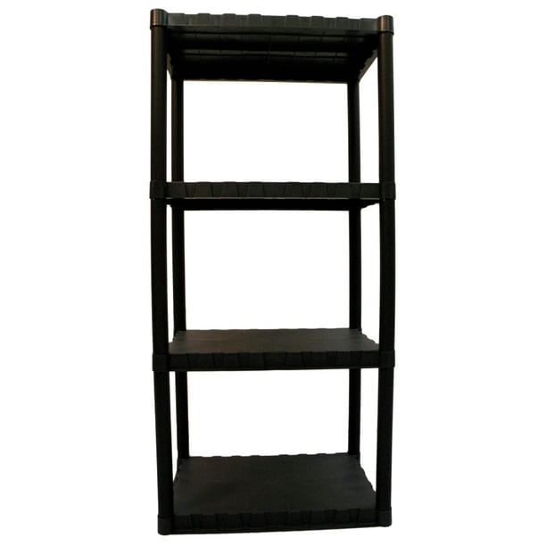 Keter Plastic 4Tier Shelf, 14" x 22" Resin Shelving Unit, Black