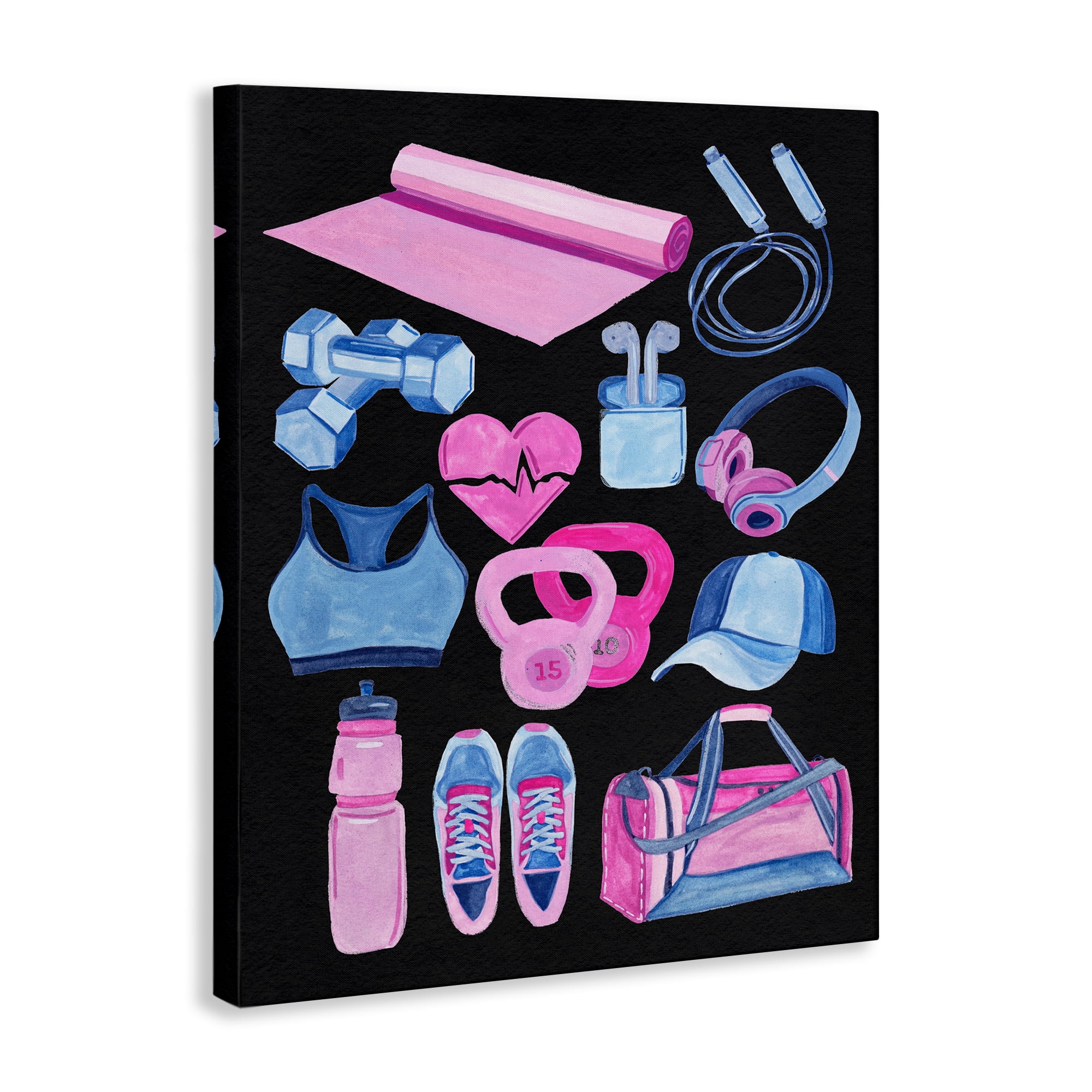 Stupell Industries Bold Workout & Exercise Sports Painting Wrapped Canvas Art Print Wall Art, 16 x 20