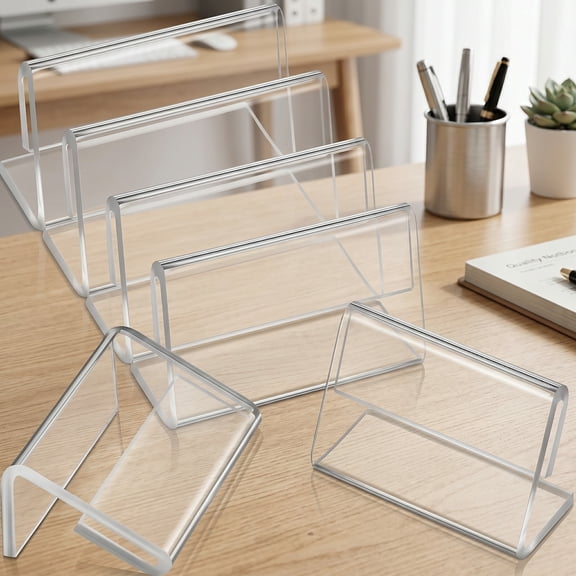 BlinkLLX Mini Acrylic L Shape Sign Display Holders Clear 70 Pack 1.57 x 0.79 Inch