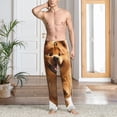 thumbnail image 2 of Fotbe Happy Fluffy Running Dog Pantalones de Pijama para Hombre, Pantalones de Dormir, Pantalones de Casa con Cintura Ajustable y Bolsillos-Small, 2 of 6