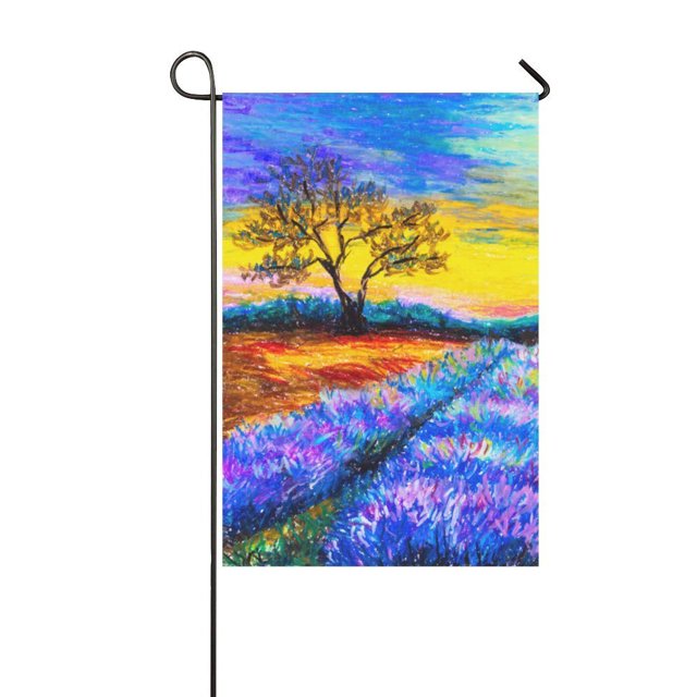 Bandera Decorativa ABPHQTO Pintura Campo de Lavanda En Provenza Francia 70x100 cm