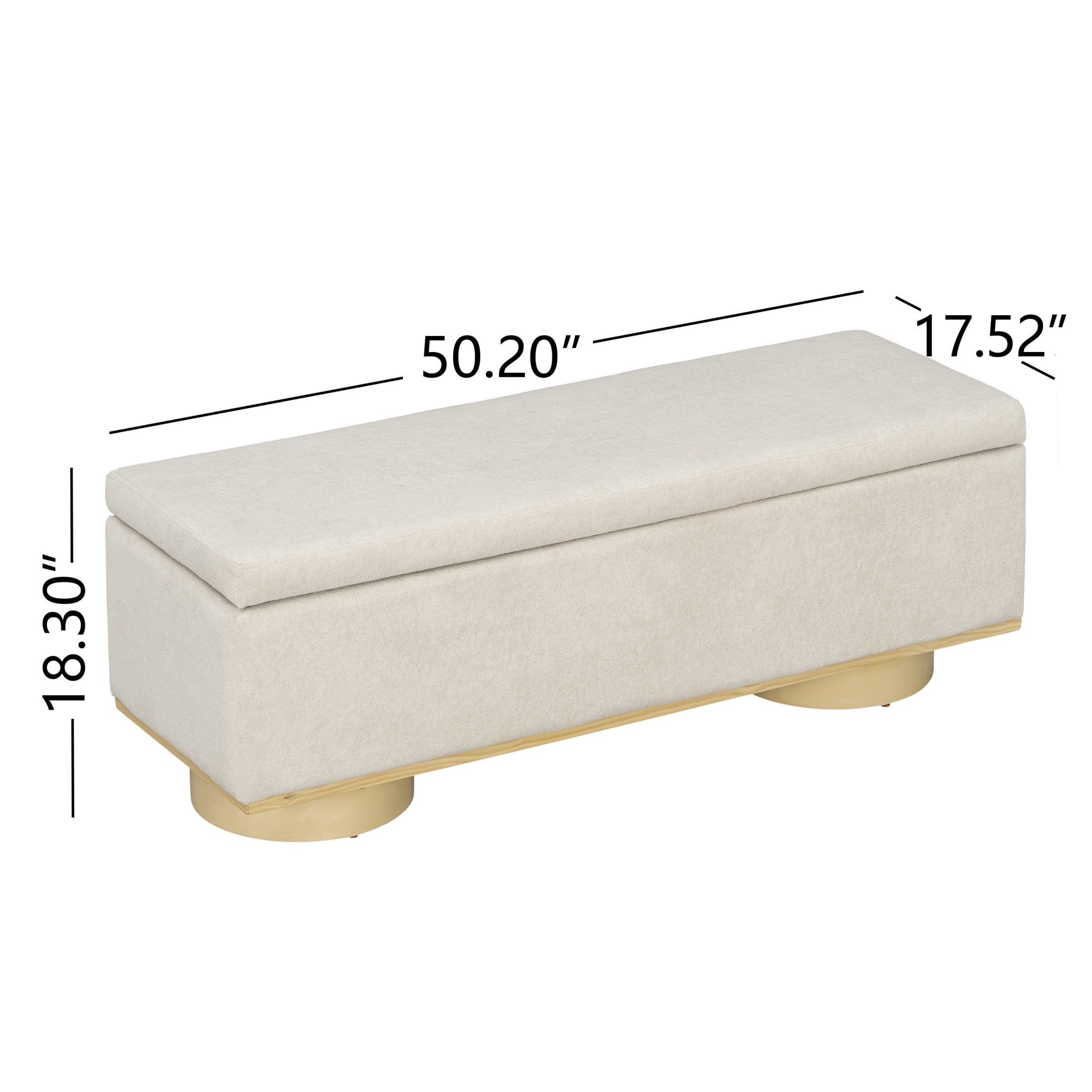 Christopher Knight Home 50.2" Upholstered Storage Bench, Lift-Top Ottoman, Oatmeal