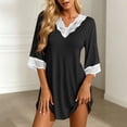 thumbnail image 6 of Bovxnpu Womens Nightgowns Sleepshirts Nightshirts Pajama Dress V Neck Lace Loose 3/4 Sleeve Sleep Dress Sleepwear, 6 of 8