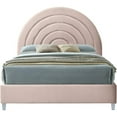 thumbnail image 3 of Pemberly Row Contemporary Pink Velvet Queen Bed in Acrylic Finish, 3 of 10