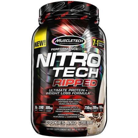 MuscleTech Nitro-Tech Ripped - 2lbs Cookies & Cream (Whey Protein (Best Protein Blend Supplement)