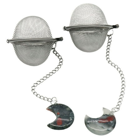 

Hloma Tea Filter Fine Mesh Extension Chain Moon Shaped Faux Crystal Stone 304 Stainless Steel Hot Pot Spices Tea Strainer Ball for Kitchen