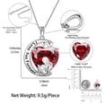 thumbnail image 3 of Juwaliy Collar de Luna Amor Corazón Madre Hija Plata Esterlina 925 Granate Piedra de Nacimiento de Enero Dije Joyería Mujeres Cumpleaños Navidad Regalo Mother's Day, 3 of 7