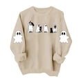 thumbnail image 3 of Jsaierl Halloween Sweatshirts for Women Spooky Ghost Graphic Pullovers Soft Holiday Crewneck Long Sleeve Sweater Tops Halloween Costumes, Sizes S-2XL, 3 of 7