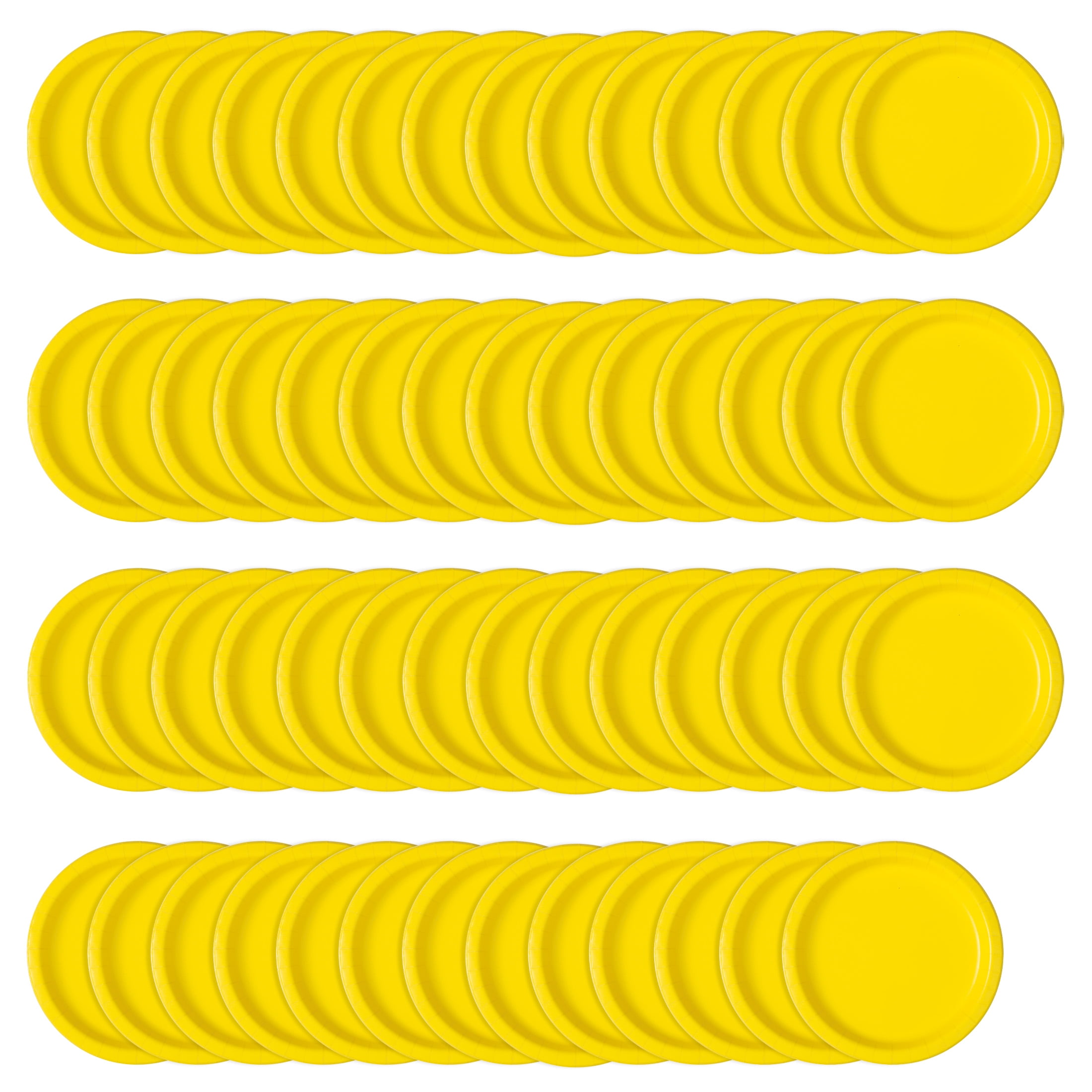 Way to Celebrate! Neon Yellow Paper Dessert Plates, 7in, 70ct