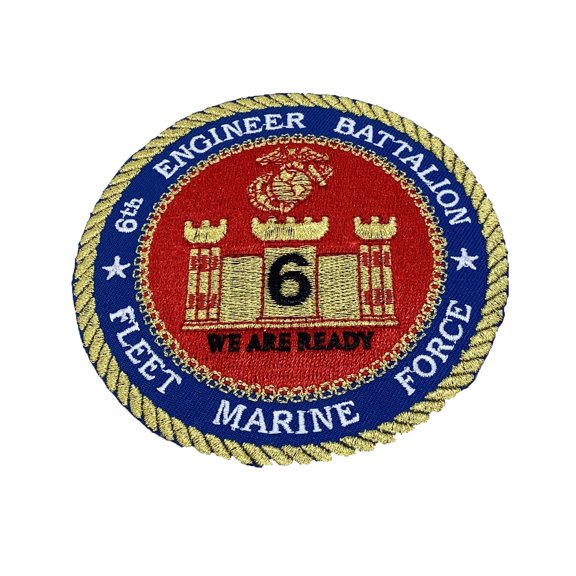 6th Engineer Bn Patch Plastic Backing/ Sew On