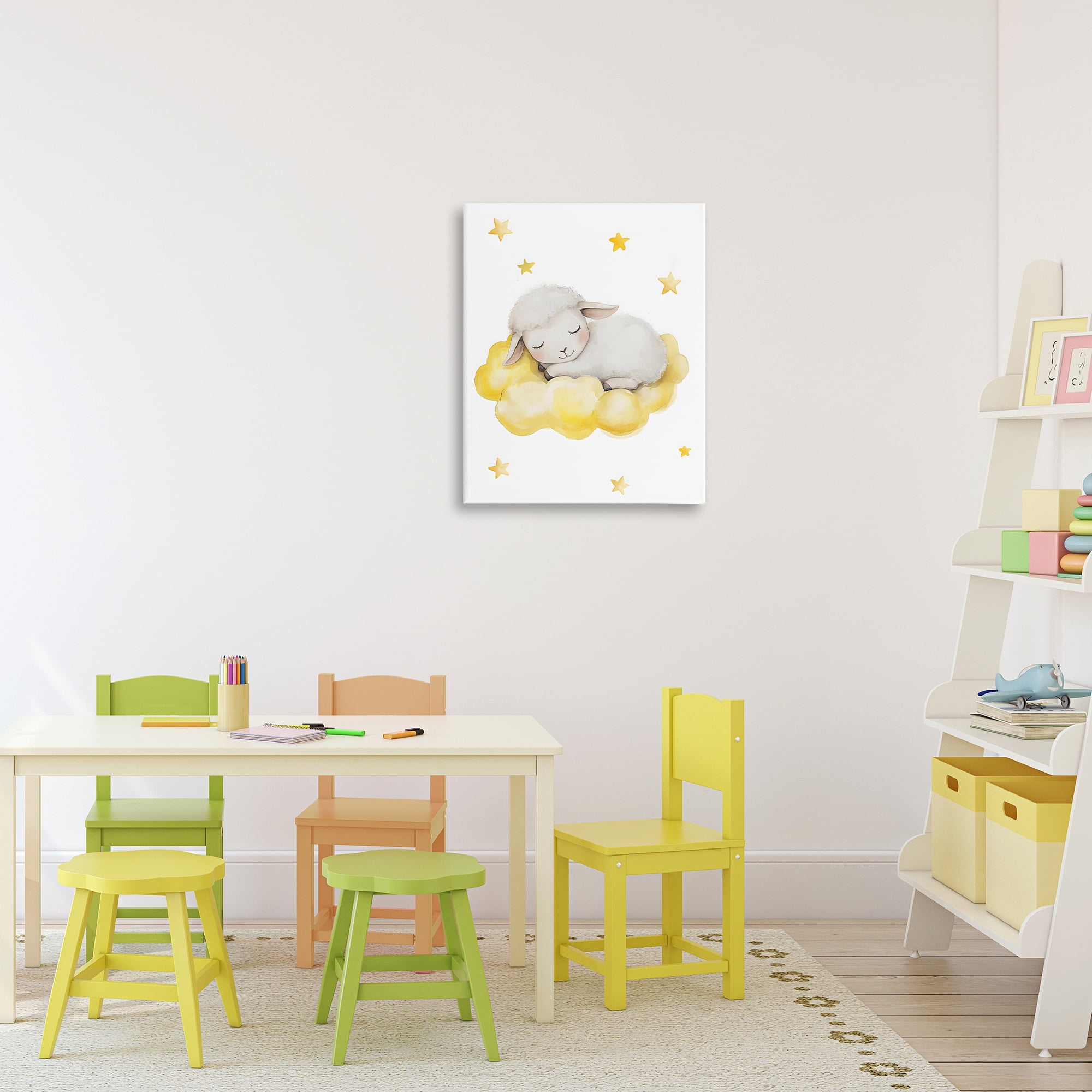 Stupell Industries Sleeping Sheep on Yellow Cloud Canvas Wall Art, design by LSR Design Studio
