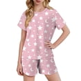 thumbnail image 2 of YHAJDS Girl 2 Piece Set Tiny Print Crewneck Short Sleeve T Shirt Elastic Shorts Set, 2 of 9