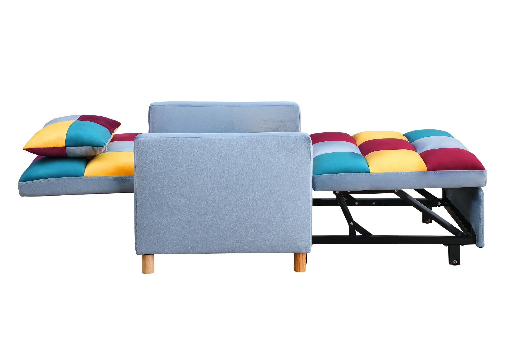 Aukfa 3-in-1 Sleeper Chair, Convertible Pull Out Chair Bed for Small Space, Patchwork