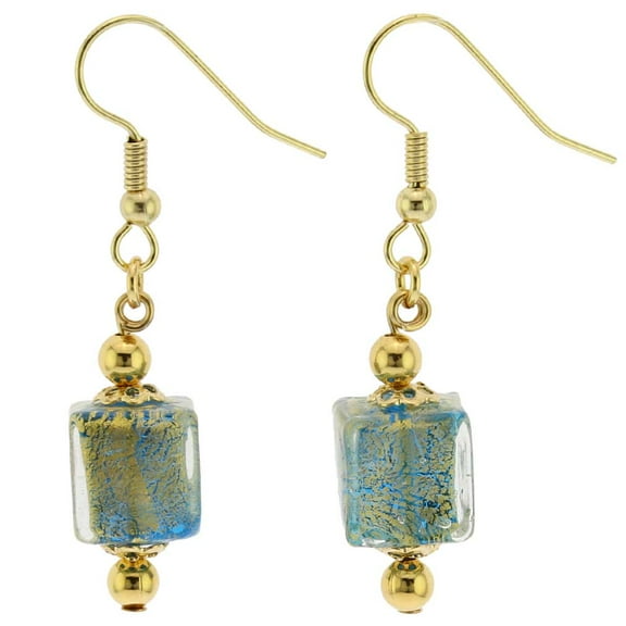 GlassOfVenice Murano Glass Antico Tesoro Cubes Earrings - Aqua