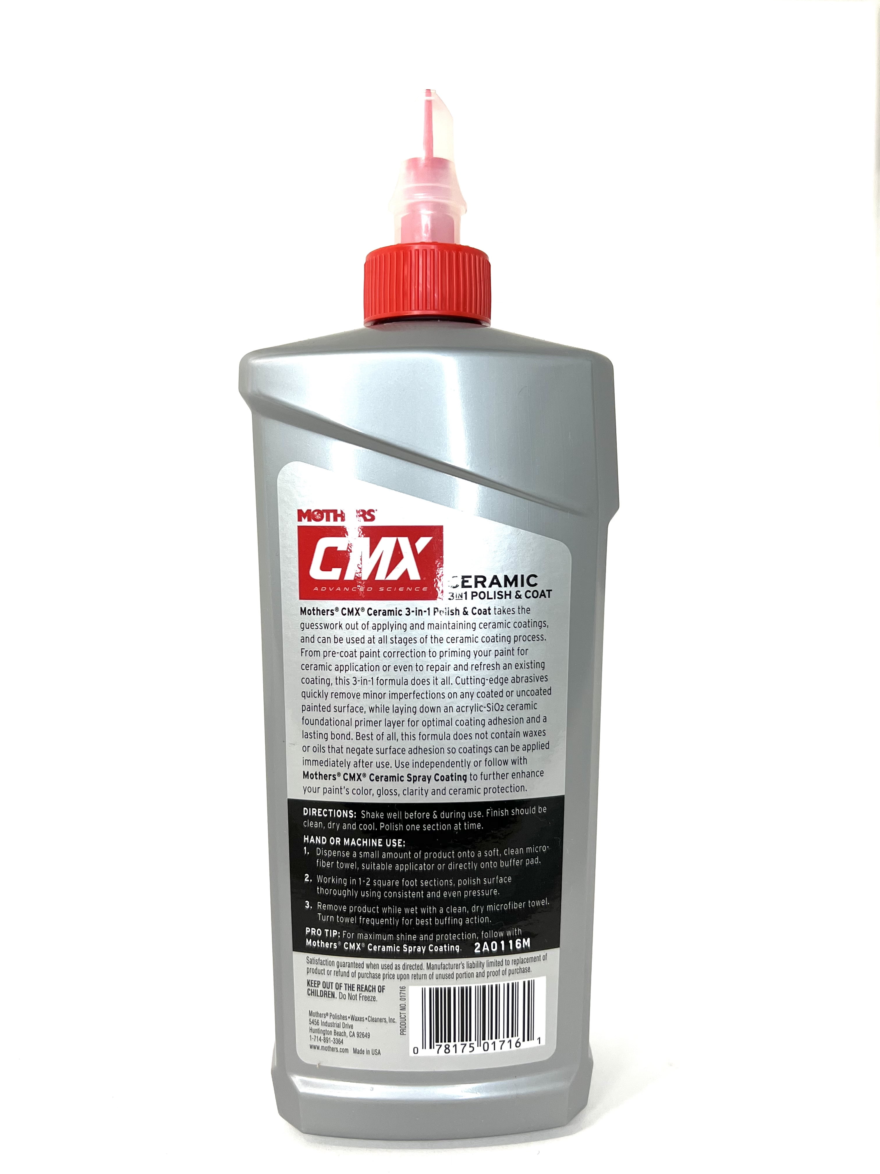 Mother's 01716/155200 CMX Ceramic 3-in-1 Polish & Coat 16 oz. and Mother's Microfiber Ultra-Soft Polishing Cloth