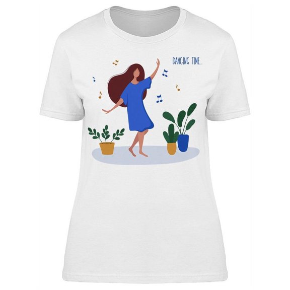 Dancing Girl, Flower Pots T-Shirt Women -Image by Shutterstock Women T-Shirt, Female Large