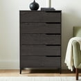 thumbnail image 3 of STYLIVIA Adult 5-Drawer Dresser with Interlock Safety, Modern Wood, Dark Gray Oak, 30.7" W x 15.6" D x 46.4" H, 3 of 20