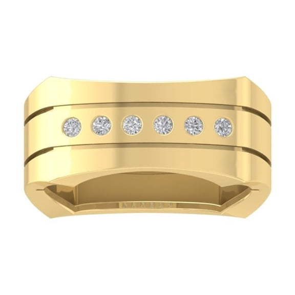 Araiya Fine Jewelry 10K Yellow Gold Round-shape Lab Grown Diamond Mens Wedding Band Ring ( 1/5 cttw, D-F Color, VS Clarity) Size 10