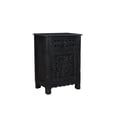 thumbnail image 2 of Taran Designs Monte 3-piece Floral Carved Solid Wood Bedroom Set in Black, 2 of 6