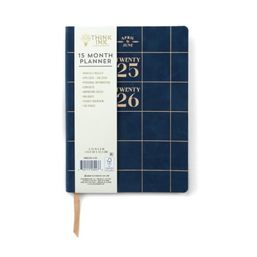 Think Ink Monthly Weekly Med. (5.625" x 7.875") Navy Grid 15 Month Apr 2025 - Jun 2026 Flex Planner