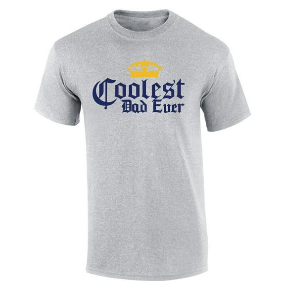 Mens The Coolest Dad Ever Shirt Funny Crown Cervezas Mexican Can Logo Parody Short Sleeve T-shirt Graphic Tee-Sports Gray-small
