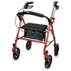 McKesson Red Rollator, Steel Frame Folding Mobility Aid, 300-lb Weight Capacity, 1 Ct