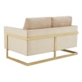 thumbnail image 3 of LeisureMod Loveseat Upholstered in Velvet 2-Person Seater Sofa with Stainless Steel Base and Removable Cushions for Modern Home, Living Room, Offices Lincoln Collection in Beige, 3 of 9