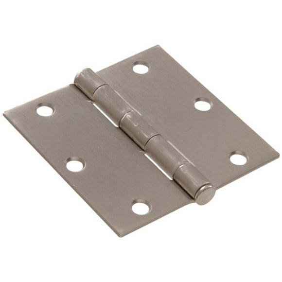Hillman Hardware Essentials 851262 Residential Square Corner Door Hinges with Removable Pin Satin Nickel 3-1/2"