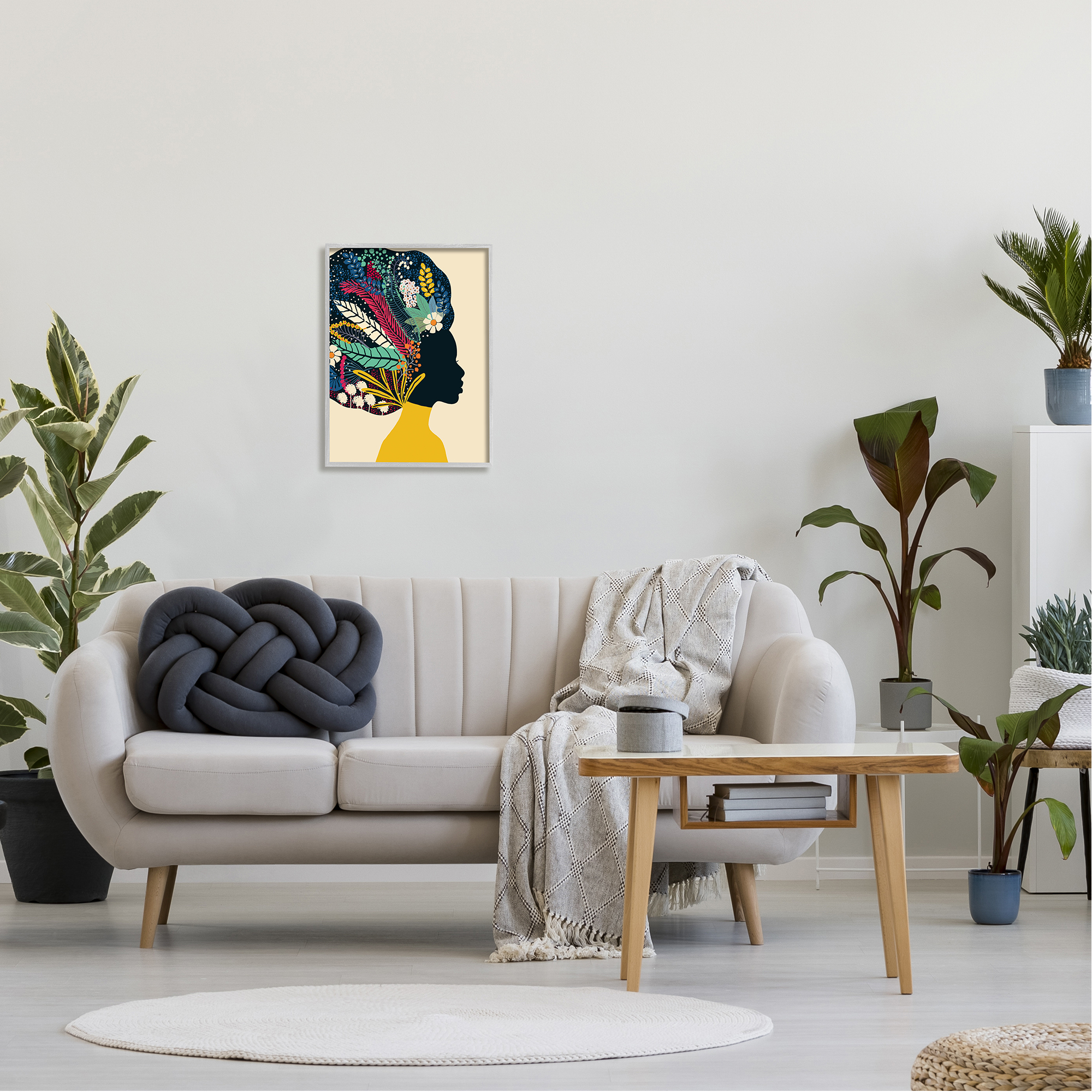 Stupell Industries Bold Woman Botanical Blooms Motif Yellow Accent Framed Wall Art, 16 x 20, Design by Ioana Horvat