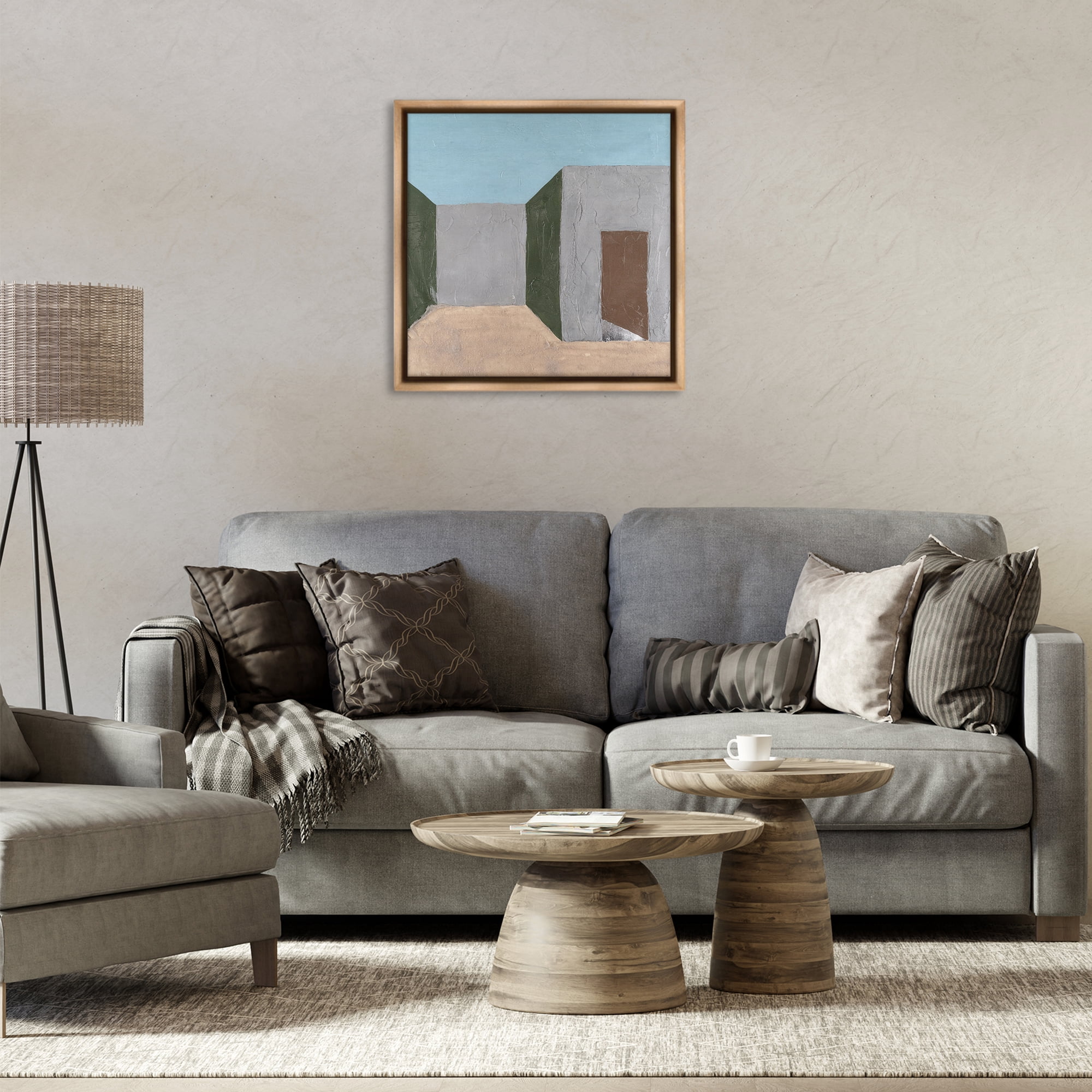 Stupell Industries Grey Rustic Building Buildings & Architecture Painting Brown Floater Framed Canvas Art Print Wall Art, 25 x 25
