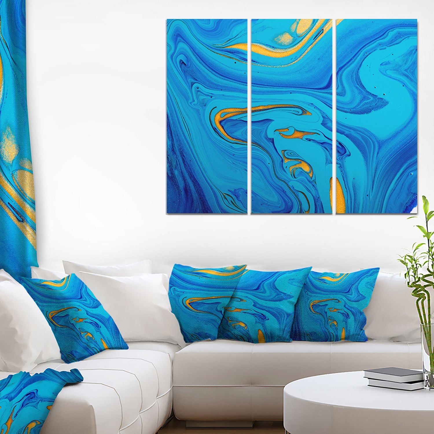 Design Art Light Blue Acrylic Paint  Canvas Print