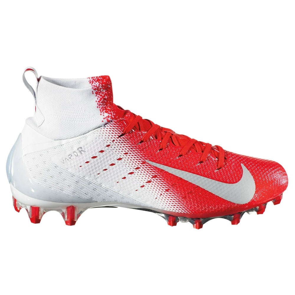 red and white high top football cleats