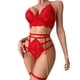 thumbnail image 1 of Gibobby Conjuntos de bragas de encaje Lenceria Sexy Mujer Bikini Push Up Bustier Top + Braga Alta G String Clubwear Conjunto de Lencería(Rojo, CH), 1 of 5