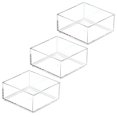 MDesign Clear Plastic Square Desk Organizer Trays - 6 Pack, Lumiere Collection, For Pens, Clips, Small Office Supplies