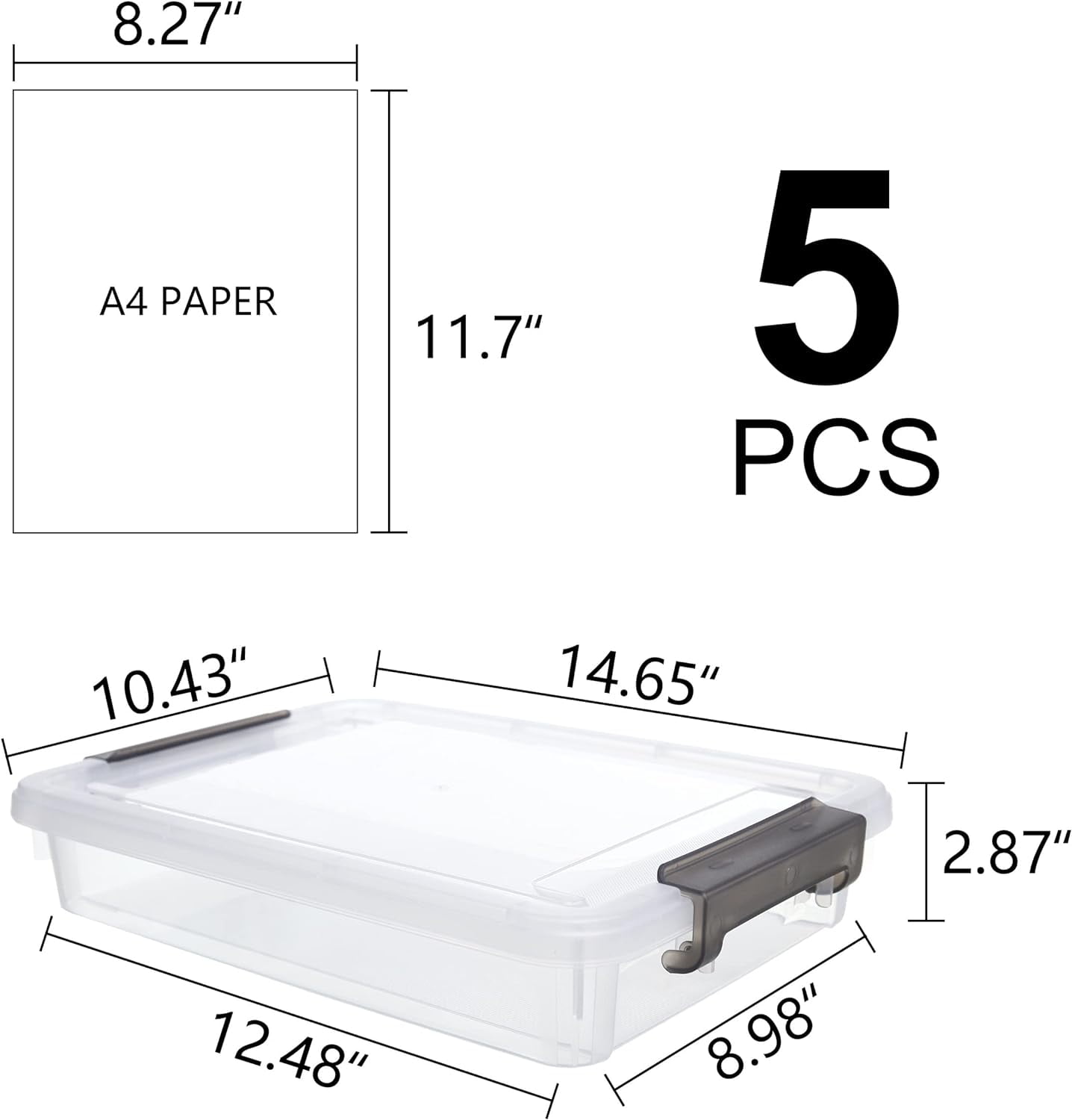 Citylife 5 PCS A4 Plastic Box Container, Stackable Office
